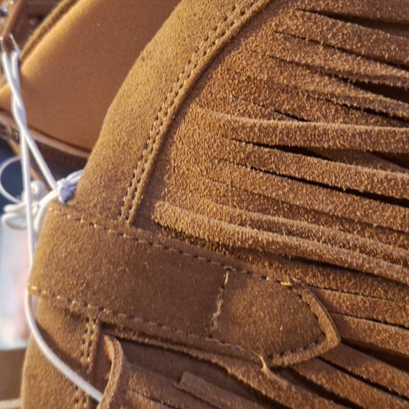Fringe Suede Ankle Boots - Tan - Picture 3 of 12